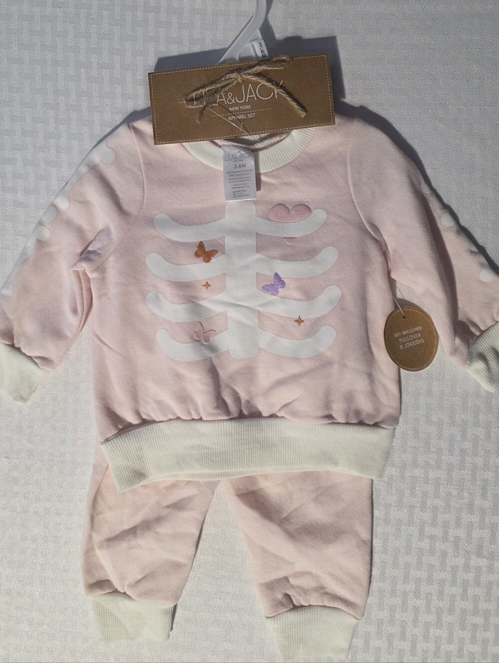 Lila & Jack Pink Baby Skeleton Sweatshirt/Sweatpant Set